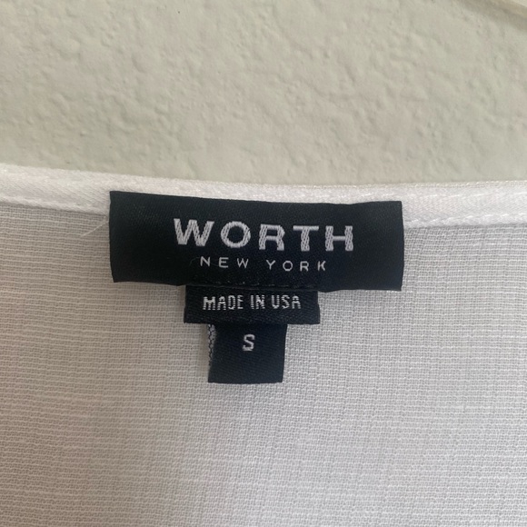 Worth New York white button down blouse size S with buttons on sleeves - Picture 3 of 7